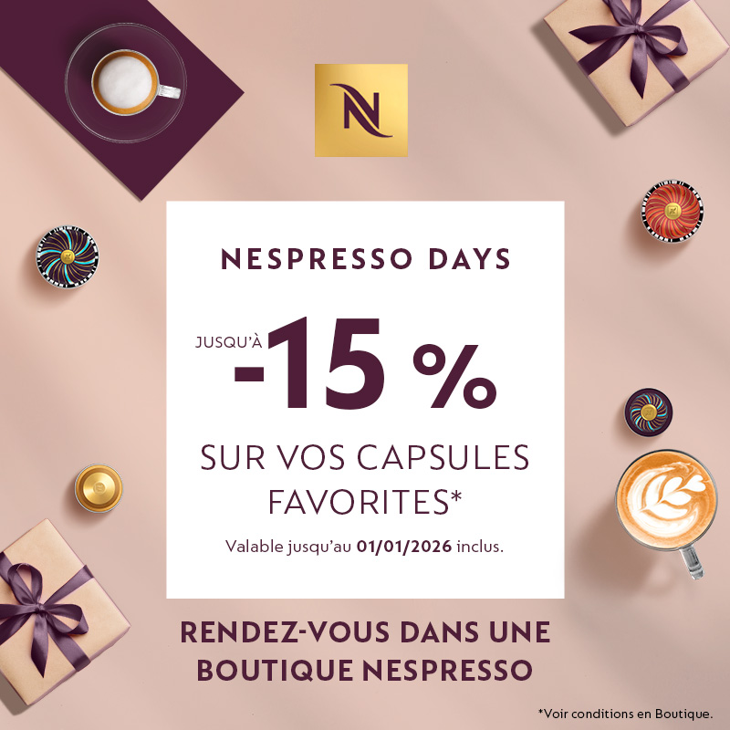 -15% sur vos capsules favorites chez Nespresso Kirchberg