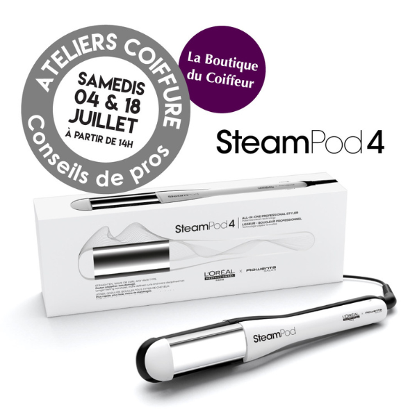 Ateliers coiffure 4 et 18 juillet à partir de 14h - Steampod 4 chez La Boutique du Coiffeur