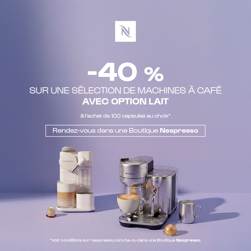 -40% sur une sélection de machines à café avec option lait