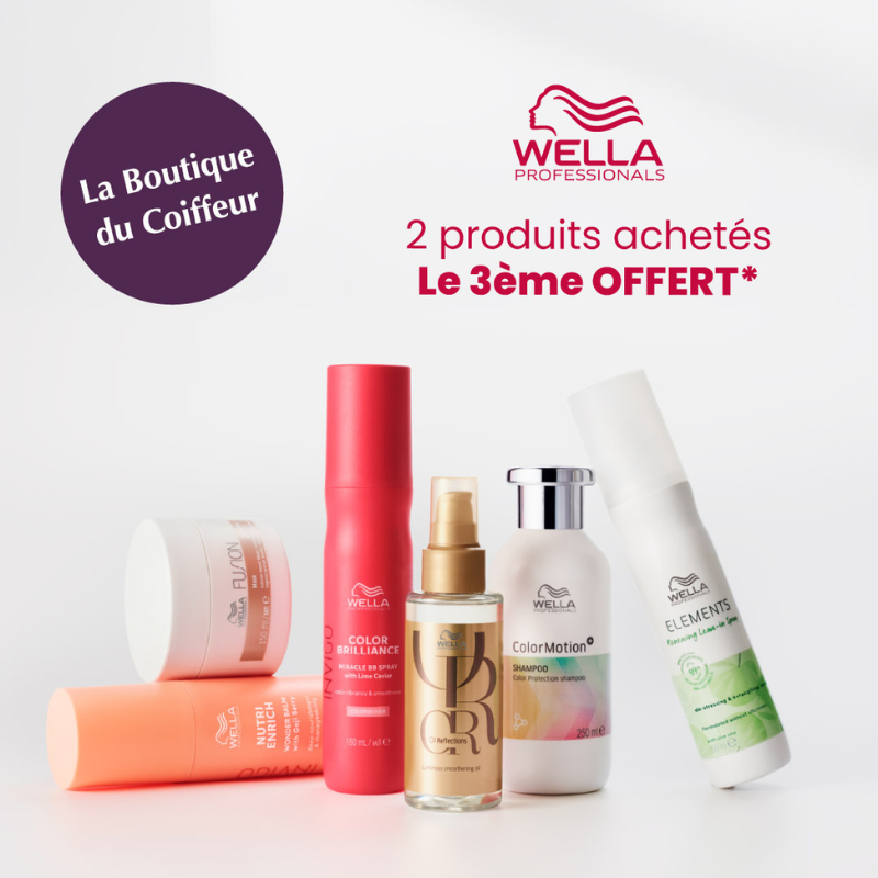 2 produits achetés Wella, le 3ème offert chez La Boutique du Coiffeur