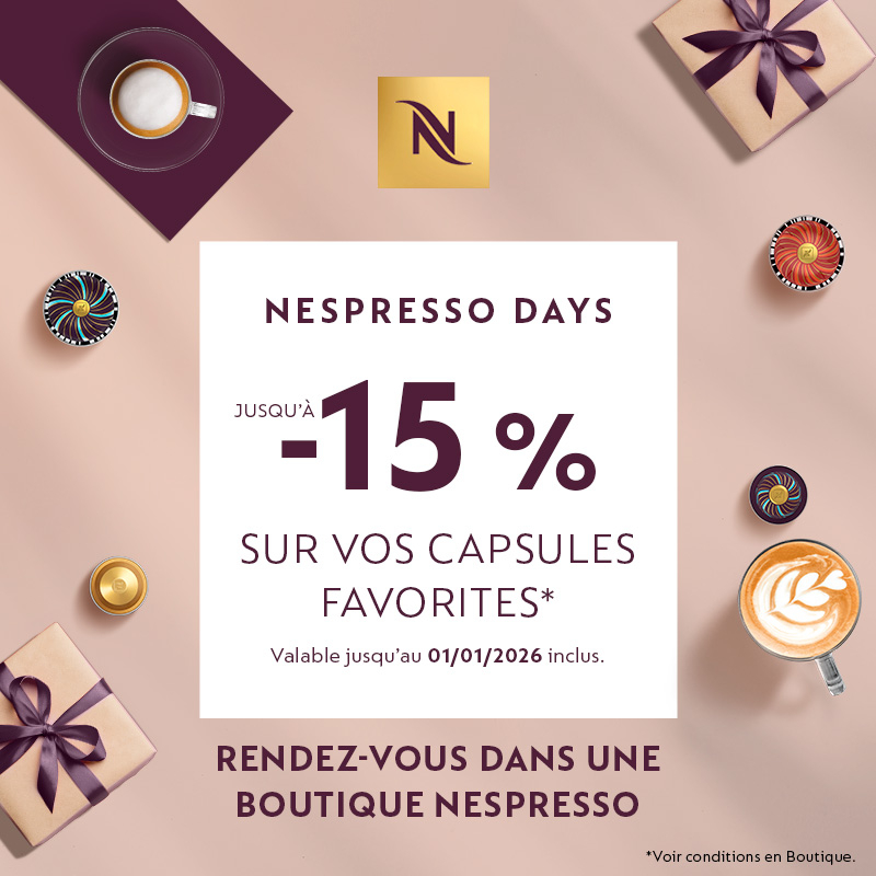 -15% sur vos capsules favorites chez Nespresso Kirchberg